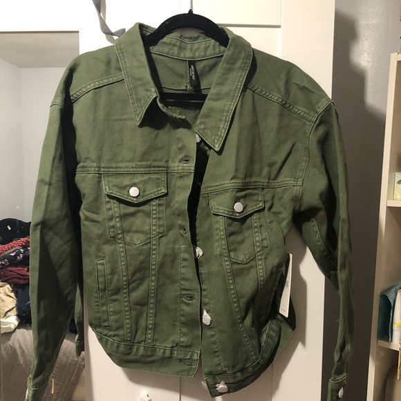denim jacket army green